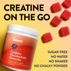 Creatine Monohydrate Gummies - 30 Servings - Vegan Creatine Chews for Muscle Growth, Muscle Recovery, Workout Recovery, Anaerobic Endurance - No Loading Phase - No Bloating - Strawberry - No Sugar