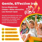 Iron Supplement Gummies for Kids, Kids Multivitamin with Iron Gummies - Zinc, Vitamin B Complex, A, C, D3, B12, Folate for Blood Builder & Energy Support, Iron Deficiency, Vegan Strawberry 120ct