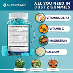 SILVERPEAKS Height Growth Gummies for Kids, Teens & Adults - Height Growth Maximizer Supplement with Calcium, Vitamins D3 & K2, Magnesium, Zinc for Bone Strength & Height Increase - 60 Gummy Chews