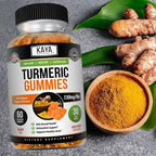 Kaya Naturals Turmeric Supplements Gummies, Pure Nature Turmeric Curcumin, Ginger Gummies - Black Pepper Extract - 60 Count