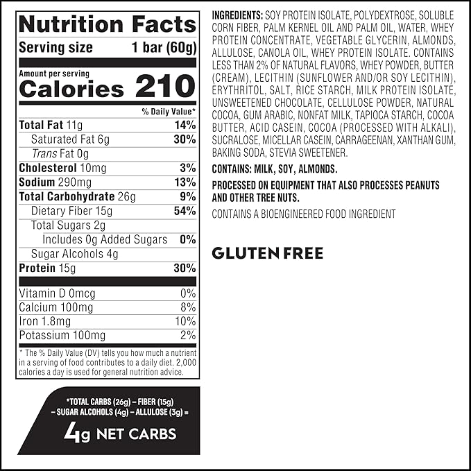 Atkins High Protein Bars, Cookie Fusion Flavor, 15g of Protein, 4g Net Carbs, Keto Protein Bars, Low Sugar, 4 Count