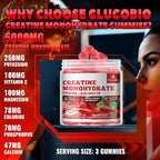 Creatine Monohydrate Gummies (5g) – Pre-Workout Energy & Muscle Growth Support for Men & Women | Strawberry Electrolyte Gummies (135 Count)