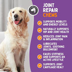 Joint Repair Dog Hip and Joint Supplement with Glucosamine, Chondroitin, Omega 3, MSM & Turmeric. Supports Hip & Joint Health, Mobility & Cartilage Development. 120 Chicken Flavor Chews, Made in USA