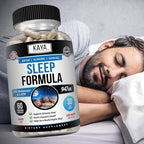 Kaya Naturals - Sleep Support Formula with Melatonin - Aid Support Vitamin Supplement - Sleep Stress and Mood Support - L-Tryptophan, Passion Flower, Ashwagandha and More - 60 Capsules (60 Count)
