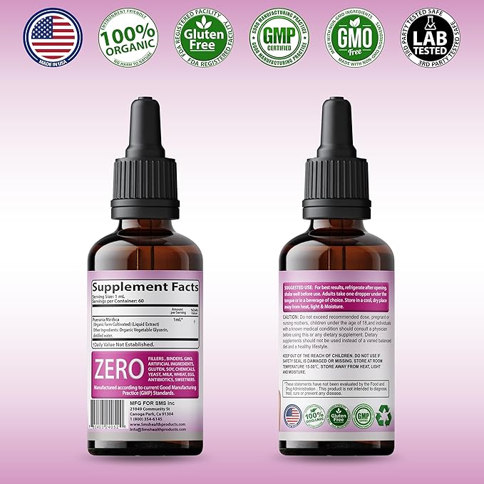 Feminizer by SMS, Pueraria Mirifica Drops for Estrogen | Premium Grade | Herbal Liquid Extract | Non-GMO, Organic, Vegan, Alcohol Free Tincture | 2 Fl Oz (60ml) | for Trans Women Ladyboy LGBT