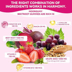 Beetroot Gummies with Grape Seed, Niacin, CoQ10, Vitamin C, B12, L-Citrulline & L-Arginine, Antioxidant Support, Sugar-Free Beet Root Supplement for Women & Men, 60 Count