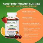 Zaytun Vitamins Halal Adult Multivitamin Gummies for Men, Women, Complete Everyday Nutritional Support with Biotin, Vegan, Natural Fruit Flavors, Non-GMO, Made in USA - Halal Vitamins