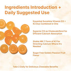 Micro Ingredients Vitamin D3 K2 Gummies, 120 Count | 5,000 IU Vitamin D + 100 mcg K2 MK-7 | Bone, Immune & Heart Health Supplements* | Sugar Free Golden Passion Fruit Flavor | Non-GMO, Gluten Free