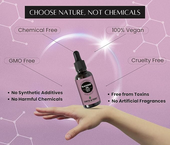 Earth N Pure Blackseed Oil (Kalonji Oil) Cold Pressed, Natural and Therapeutic Grade for Hair 30 ml