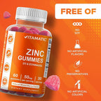 Vitamatic Zinc 50mg Gummies – 60 Vegan Gummies – Gluten-Free – 2 Pack