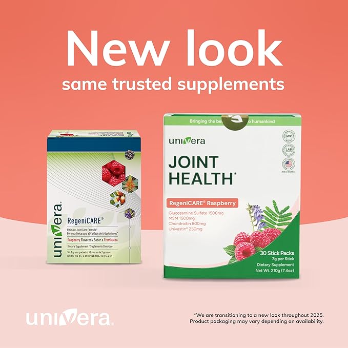 Glucosamine, Chondroitin, MSM with Univestin | Joint Support Powder Drink Mix for Mobility & Flexibility | Raspberry Flavor | 30-Day Supply (7g x 30 Sticks)