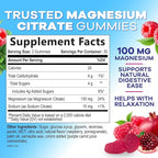 Magnesium Citrate Gummies for Adults & Kids - High Absorption Magnesium Supplements - Premium Calm, Relaxation, Muscle, Nerve, Bone & Heart Support - Great-Tasting Vegan Gummy Supplement - 60 Gummies
