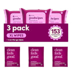 goodwipes Flushable Butt Wipes - Vitamin E & Aloe - Sewer & Septic Safe - Extra Large Adult Wet Wipes For Women & Men - Bathroom Essentials - Rosewater, 153 Count (3 Packs + 3 Individually Wrapped)