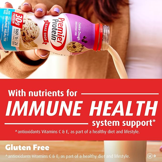 Premier Protein Shake, Cookie Dough, 30g Protein, No Added Sugar, 24 Vitamins & Minerals to Support Immune Health, 11.5 fl oz, 1 Pack (Packaging May Vary)