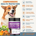 24-in-1 Dog Vitamins and Supplements 200 Ct Dogs Multivitamin Chewable Contain Chondroitin Probiotics Omega-3 Glucosamine for Dogs Skin Coat Heart Joint Gut Liver Brain Eyes Immune Support - Chicken