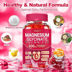 Magnesium Glycinate Gummies 600mg, Sugar Free Magnesium Gummies for Adults, Chewable Potassium Supplements for Sleep, Body Support and Relaxation, 2 Pack