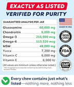 Glucosamine Treats for Dogs - Joint Supplement w/Omega-3 Fish Oil - Chondroitin, MSM - Advanced Mobility Chews - Joint Pain Relief - Hip & Joint Care - Bacon Flavor - 240 Ct - Made in USA