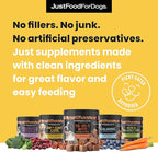 JustFoodForDogs Hip and Joint Supplement for Dogs, Human Grade Glucosamine Chondroitin Dog Supplements, Multivitamin Soft Chews, Omega 3 Oil, Superfood Blend, Plant Based Dog Vitamins - 45 Count