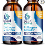 Liquid Collagen and Biotin, 2 Fl. Oz, Ultra-Strength Collagen Supplements for Women, Keto Friendly Biotin for Hair Growth Women, Nails, & Skin Vitamins B7 Collageno Peptides – Vanilla Flavor - 2 Pack