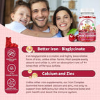Iron Supplement Gummies for Kids - with Calcium, Zinc, Kids Multivitamin with Iron Gummies - Immune Support, Blood Builder & Energy Support for Iron Deficiency, Anemia, Cherry Flavor, 60 Gummies