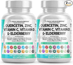 Q Defend Quercetin Supplement with Zinc Vitamin C Vitamin D Elderberry Turmeric Black Pepper Garlic Ginger Sea Moss Lysine Stinging Nettle Reishi Immune Support 60 Capsules Pack of 2 by Clean Nutra