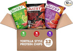 Quest Nutrition Tortilla Style Protein Chips, Spicy Variety Pack, Chili Lime, Hot & Spicy, & Spicy Sweet Chili, 12 Count (3 Each Flavor)