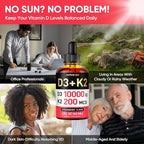 Venture Pal 5-in-1 Vitamin D3 10000 IU & K2 as MK-7 200mcg with Magnesium, MCT Oil, Zinc, Sugar-Free Vitamin D Liquid |Maximum Absorption for Bone, Mood & Immune Health - 2 FL OZ, 67 Days