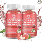 GONGOTA (2 Pack Soursop Graviola Gummies - 2200mg Extra Soursop Leaves Extract,Elderberry & Sea Moss, for Digestive, Immune, Antioxidant & Relaxation - Gluten Free, Vegan, 120 Gummies