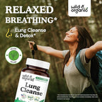 Wild & Organic Lung Cleanse Capsules - Lung Support Supplement with Mullein Leaf, Stinging Nettle, Angelica & Korean Panax Ginseng Powder - Vegan, No Fillers, Non-GMO - 60 Count