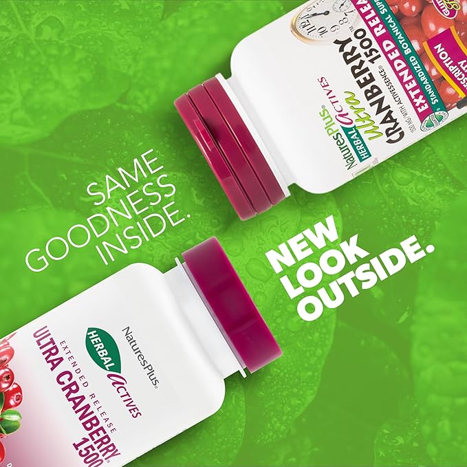 NaturesPlus Herbal Actives Ultra Cranberry 1500, 30 Tablets - Urinary Tract Support - Vegetarian, Gluten Free - 30 Servings