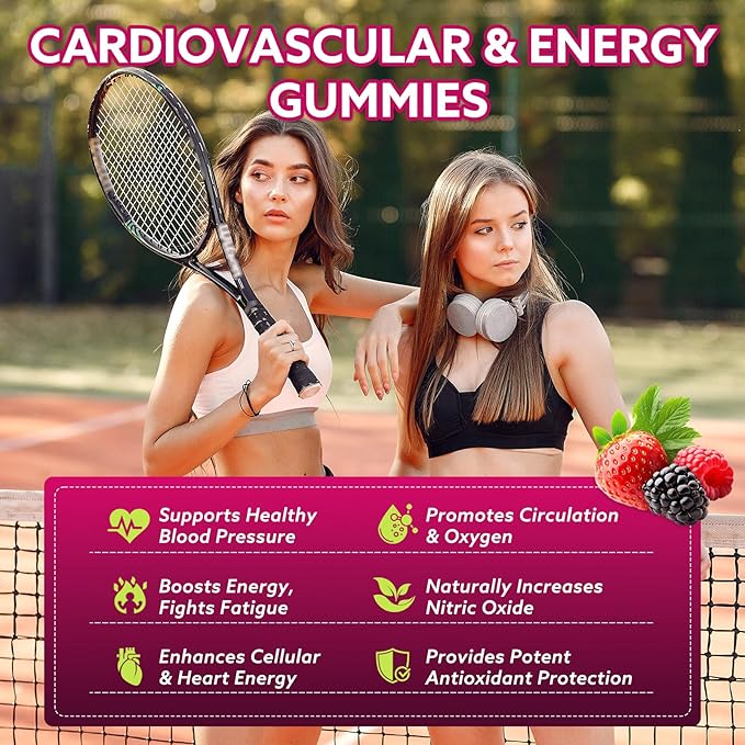 Beetroot Gummies - Beet Root for High Blood Pressure Supplements with Grape Seed Extract + CoQ10 + Black Pepper Extract + L-Citrulline + Vitamin C B12 Ultimate Heart for Blood Flow & Energy, 120 Count