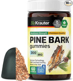 BIO KRAUTER® Pine Bark Extract for Skin & Antioxidant Support - French Maritime Pine Bark Gummies 300 mg for Clear Skin - 90 Gummies, 45-Day Supply - Non-GMO, Blueberry Flavor