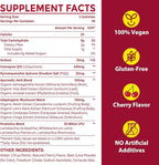 CoQ10 Gummies with PQQ - 400 MG Coenzyme Q10 High Potency, Enhanced with Ayurvedic Herbs, Adaptogenic Mushroom Blend & Probiotics for Heart, Brain, Energy, Immunity, Cherry Flavor, 60 Vegan Gummies