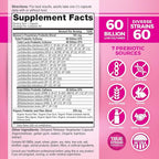 Vital Planet - Vital Flora Women’s Daily Probiotic 60 Billion CFU, 60 Diverse Strains, 7 Organic Prebiotics, Vaginal and Immune Support, Bloating, Digestive Health Probiotics for Women 60 Capsules