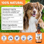Premium Grass-Fed Liquid Collagen for Dogs - Skin and Coat Support Supplement with Biotin, Vitamin C and Hyaluronic Acid