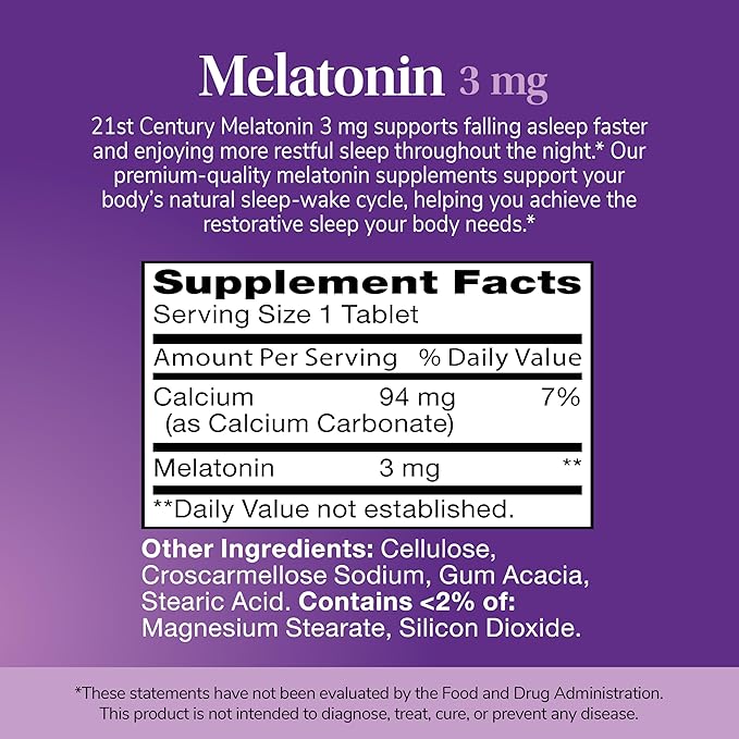 21st Century Melatonin 3 mg Tablets, 200 Count