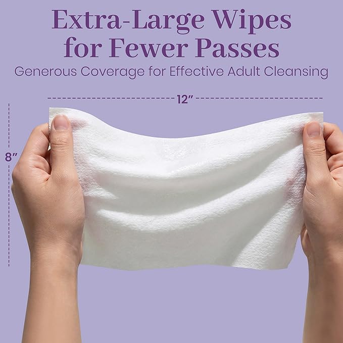 X Large Wet Wipes for Adults - 2 Packs of 56 [112 Count] Disposable Incontinence Wipes, 12" x 8" Adult Wipes for Elderly - Personal Body Wipes for Women and Men, Pre Moistened Adult Washcloths