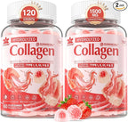 2Pack Sugar-Free Hydrolyzed Collagen Peptide Filled Gummies for Women & Men, with 1500mg Protein Type I,II,III,V,X, 5000mcg Biotin Vitamin C A E D3 B6 B12 for Immune Digestion Skin Hair Nails, Bone
