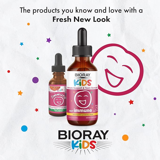 BIORAY Kids NDF Immune, Blueberry - 2 fl oz - Immune Support & Toxin Remover - Non-GMO, Vegan, Gluten Free - Approx. 30 Servings
