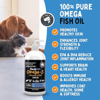 100% Pure Fish Oil for Dogs & Cats (1,545mg Omega 3 per Teaspoon) 32oz. Loaded with EPA & DHA for Joints, Skin & Coat, Itching, Heart & Immune Health. Stronger Than Salmon Oil. Unflavored Omegease.