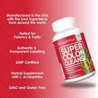 Health Plus Super Colon Cleanse 60 Day Supply of Gentle Gut Cleanse Detox, Psyllium Husk, Probiotics for Constipation Relief & Digestive Support, 240 Capsules
