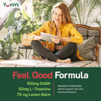 YumV's De-Stress Gummies with GABA, L-Theanine and Lemon Balm - Mixed Berry Flavor - Calming Gummies for Adults and Teens - Gluten Free Non-GMO Vegetarian Mood Support Relax Supplement (42 Count)