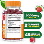 Lifeable Kids Biotin Gummies | 5,000mcg | Great Tasting Natural Flavor Biotin Supplement | Vegan Non GMO Hair Gummies | for Hair Skin and Nails | 90 Gummies