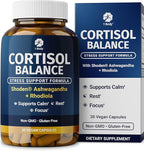 1 Body Cortisol Support for Women & Men – Ashwagandha, Phosphatidylserine & Saffron – Stress Relief, Calm Mood, Balanced Energy & Sleep Support – Vegan