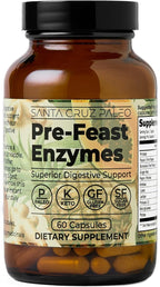 Santa Cruz Paleo, Pre-Feast Digestive Enzymes Supplement, Multi Enzyme for Women and Men, Fiber Supplement for Gut Health & Digestive Health, Gluten Free, Keto, Paleo, Sugar Free, 60 Capsules