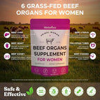 Primal Beef Organ Supplement for Women, Grass-Fed Ancestral Superfood Supplement with Uterus & Liver for Hormone Balance & Queen Energy - 60 Day Supply