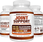 Arazo Nutrition Glucosamine Chondroitin Turmeric Msm Boswellia - Joint Support Supplement for Relief 60 Capsules for Bones, Back, Knees, Hands (60 Capsules)