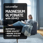 NatureWise Magnesium Glycinate 550mg + High-Dose 10000 IU Vitamin D3 K2 100 mcg - D3 K2 Magnesium Supplement - Chelated for High Absorption - Bone Support - Non-GMO, USA Manufactured - [30-Day Supply]