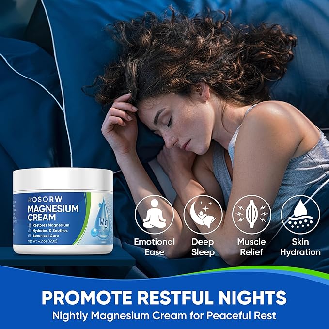 Topical Magnesium Cream for Sleep – Soothing Magnesium Lotion for Legs, Feet, and Body – Infused with Natural Herbal Extracts – 4.2oz / 120ml