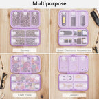 FYY Weekly Pill Organizer with Labels,8 Compartments Travel Daily Pill Case Airtight Moistureproof Large Pill Box to Hold Vitamins, Fish Oil, Supplements,Cotton Swab and Bandages-Purple